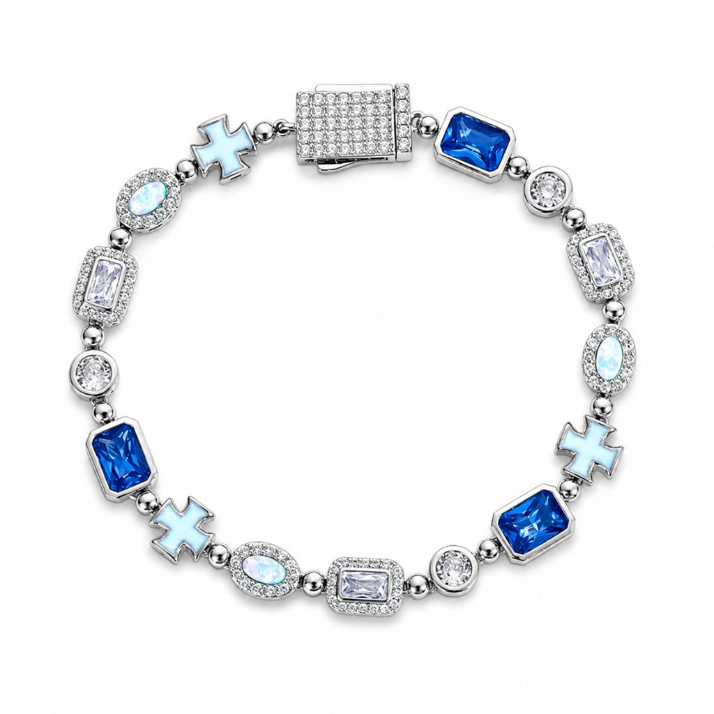 Cross Opal Bracelet Silver