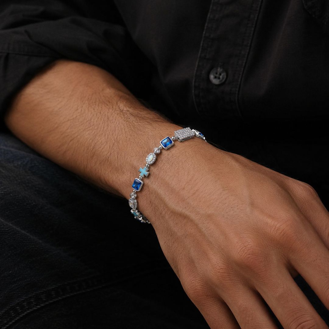 Cross Opal Bracelet Silver