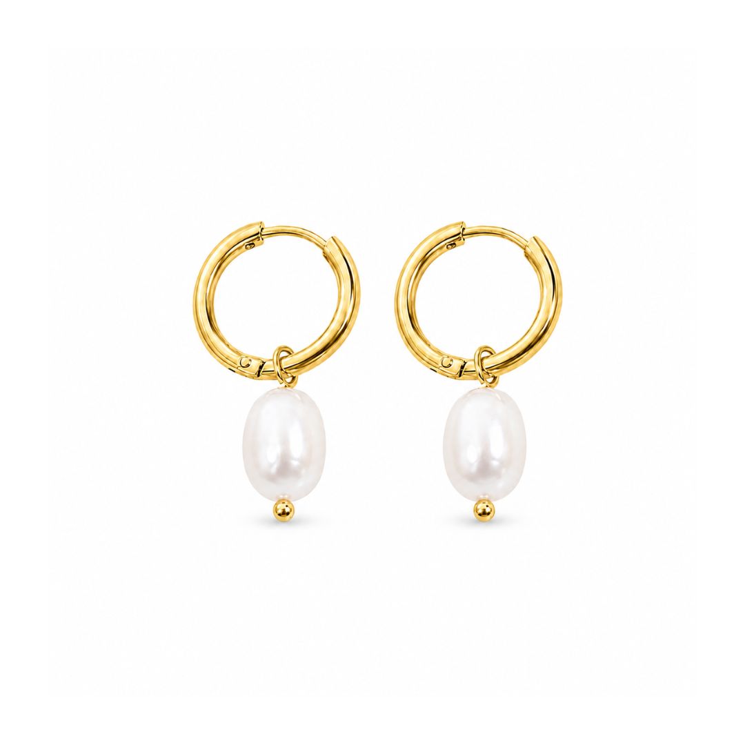 Pearl hoop earrings Gold