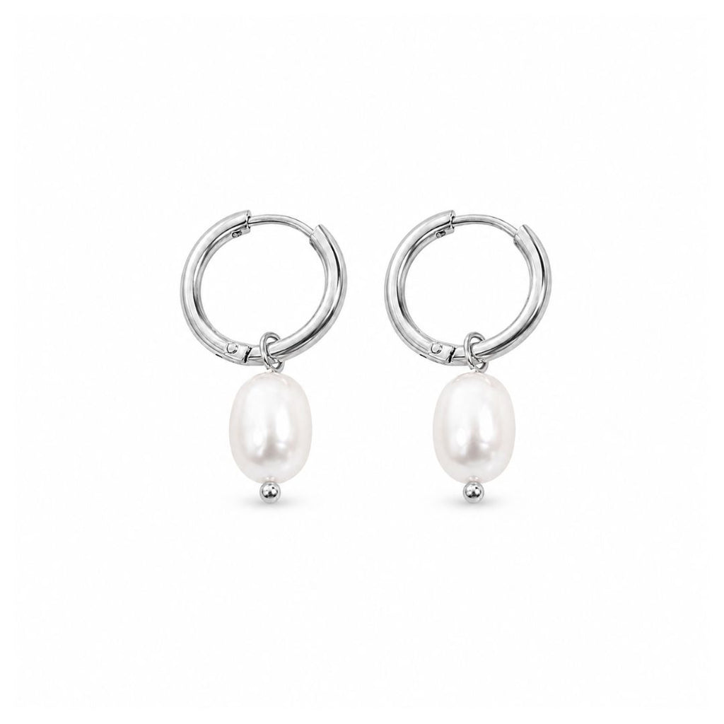 Pearl hoop earrings Silver