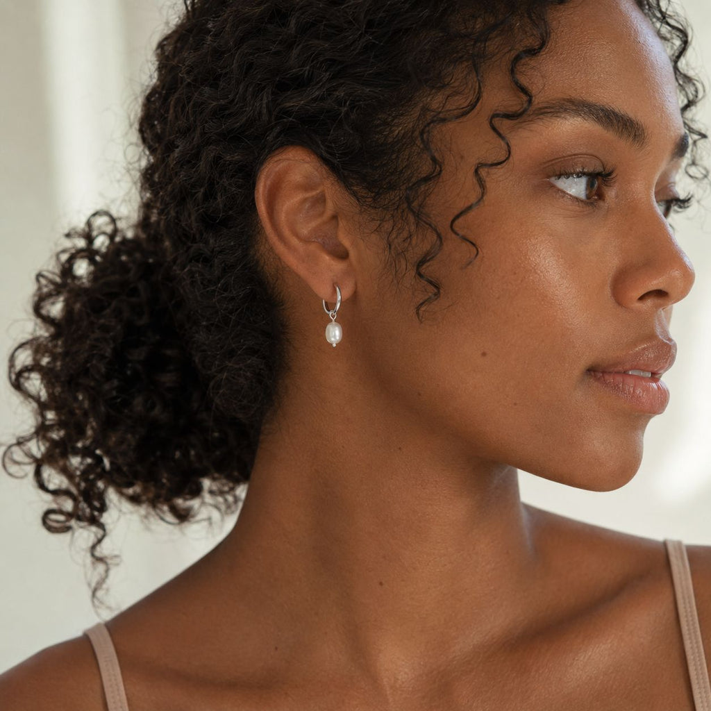 Pearl hoop earrings Silver