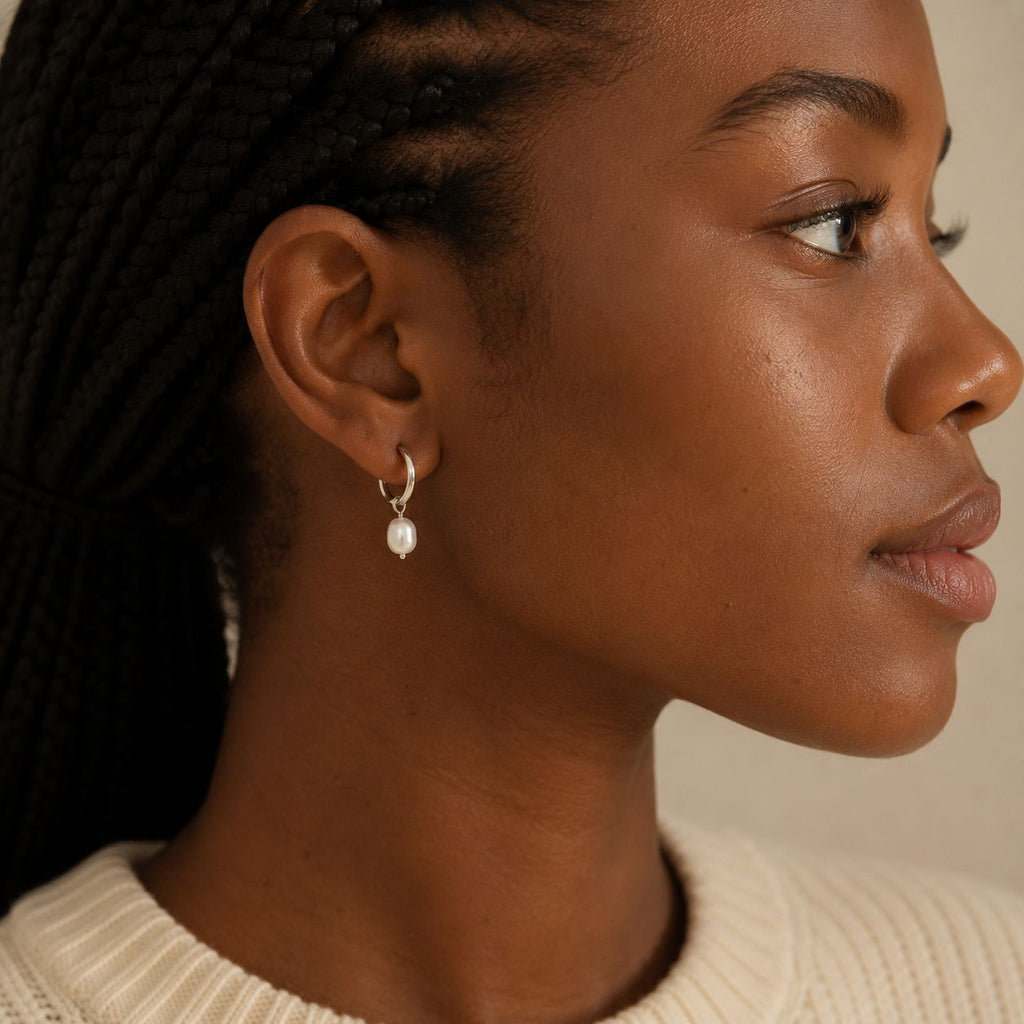 Pearl hoop earrings Silver