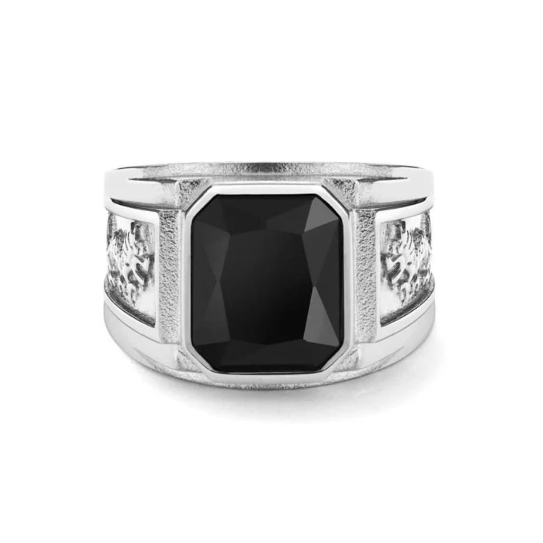 Black onyx signet ring Silver