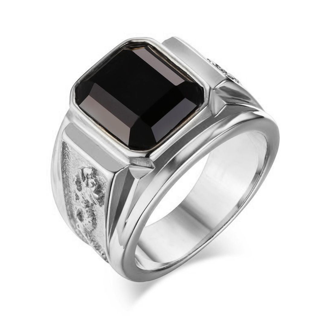 Black onyx signet ring Silver