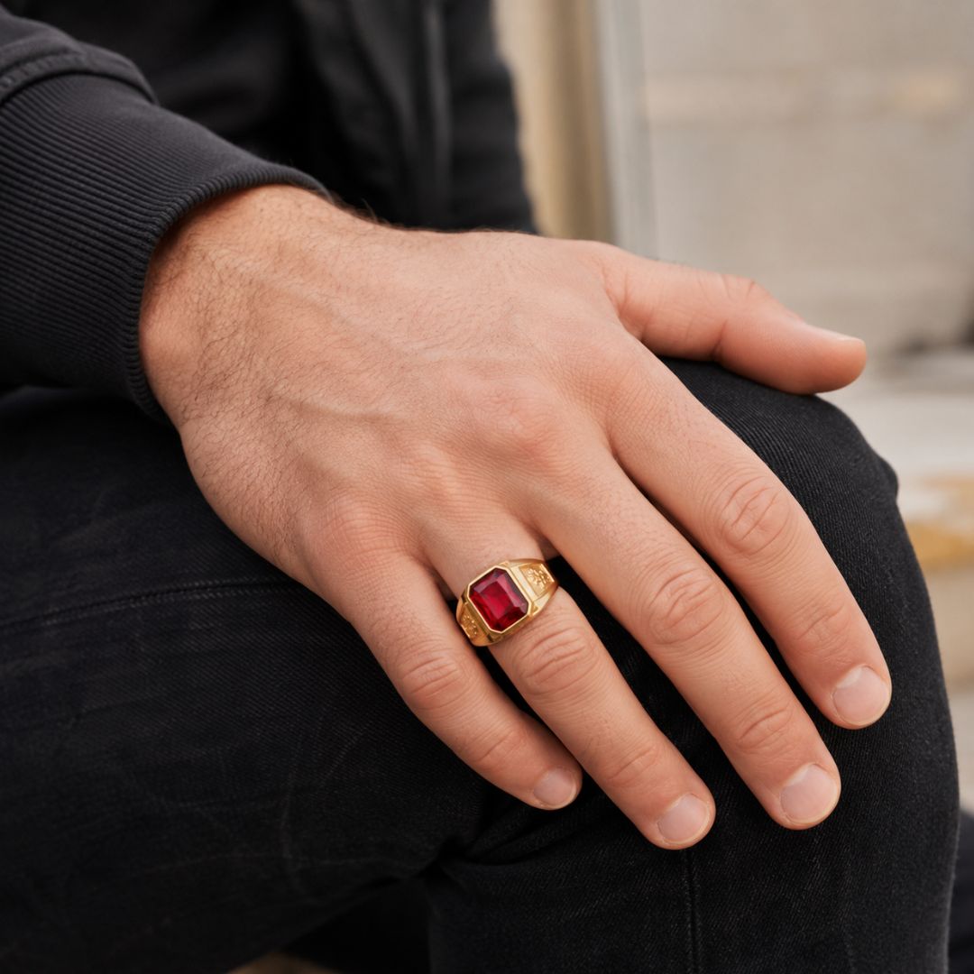 Rubis signet ring Gold