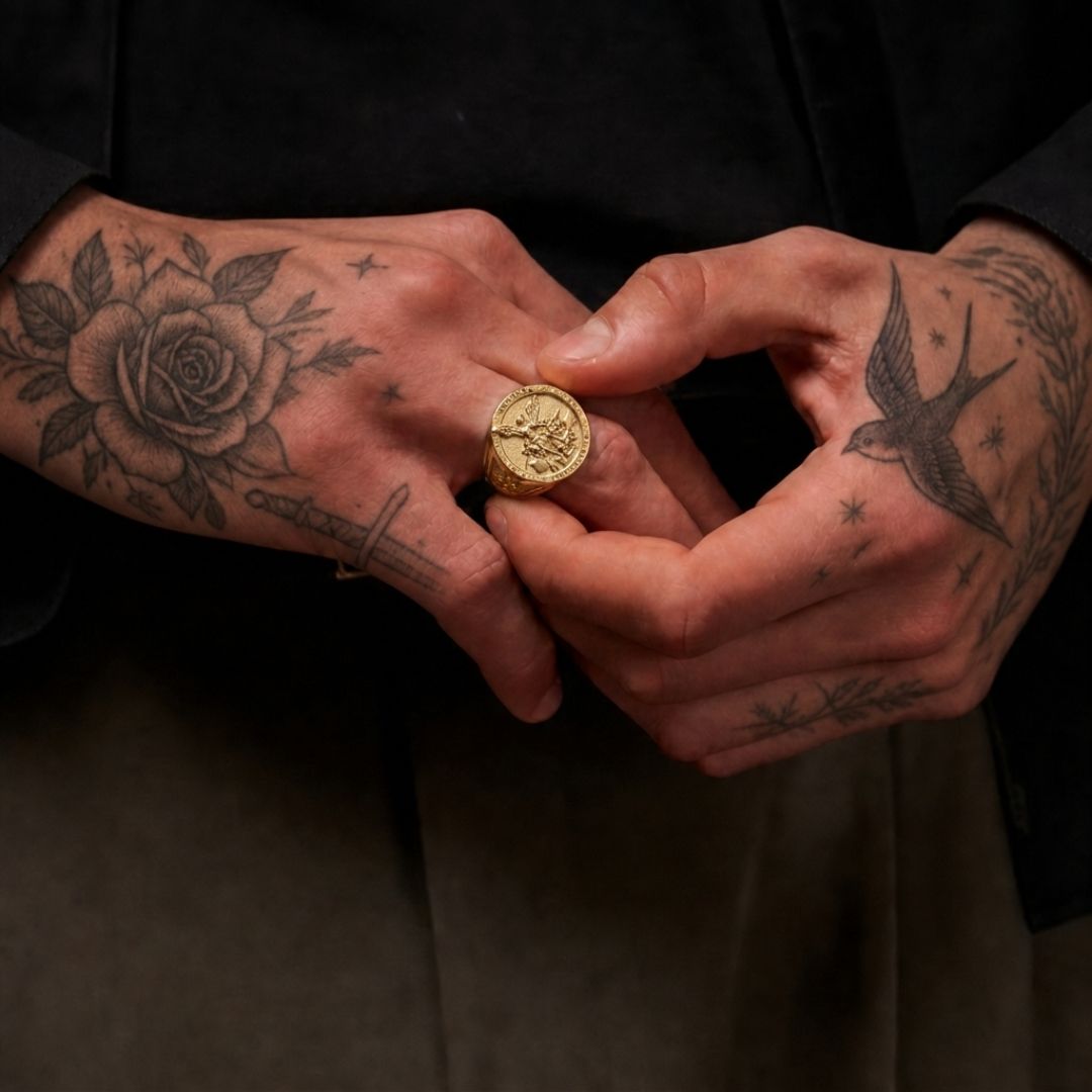 St Michael Signet Ring Gold