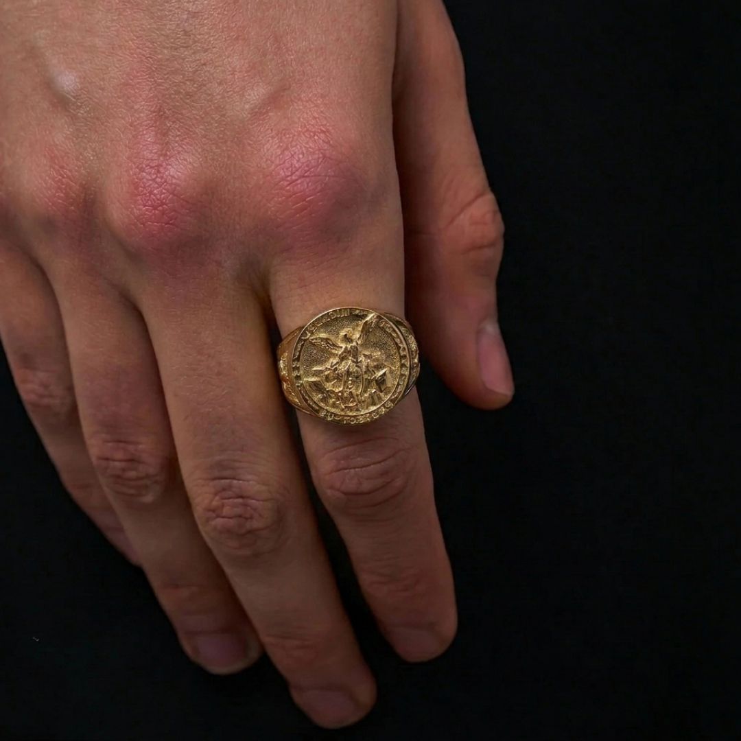 St Michael Signet Ring Gold