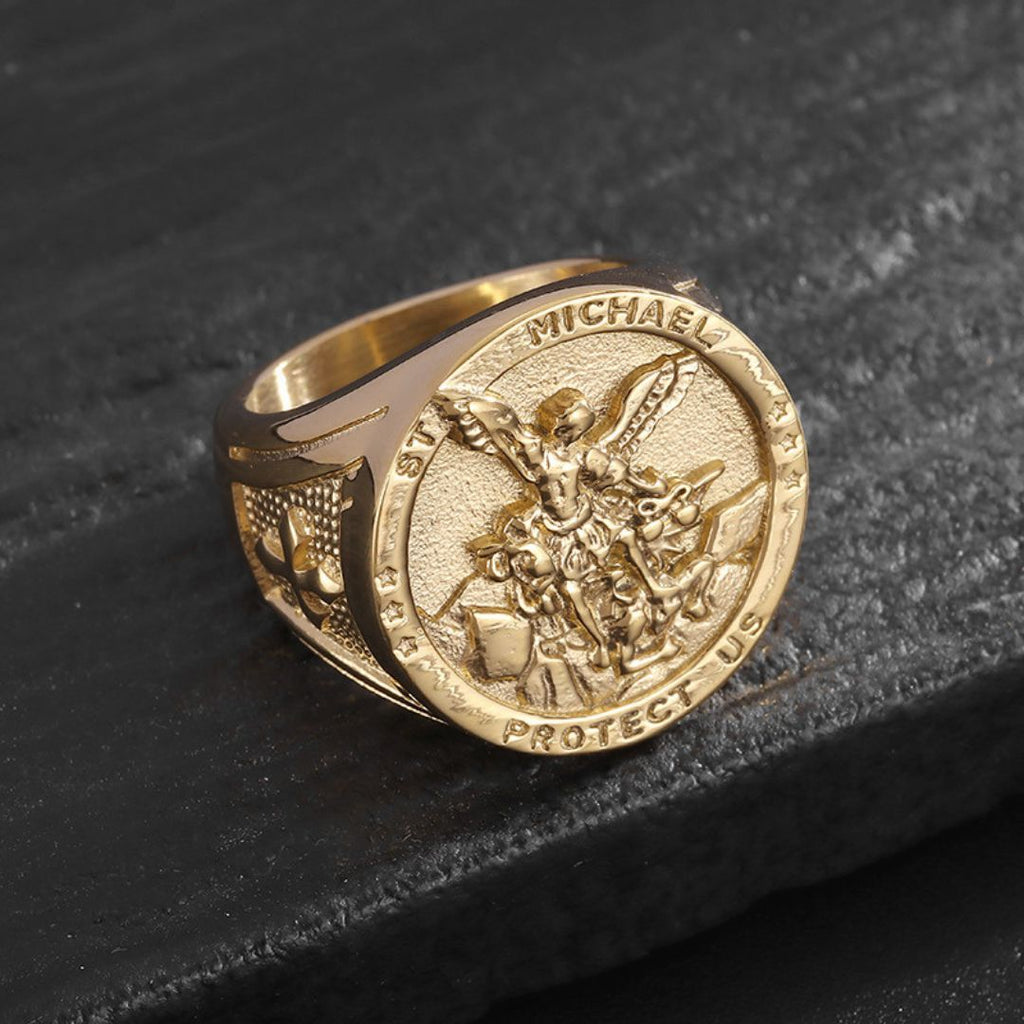 St Michael Signet Ring Gold