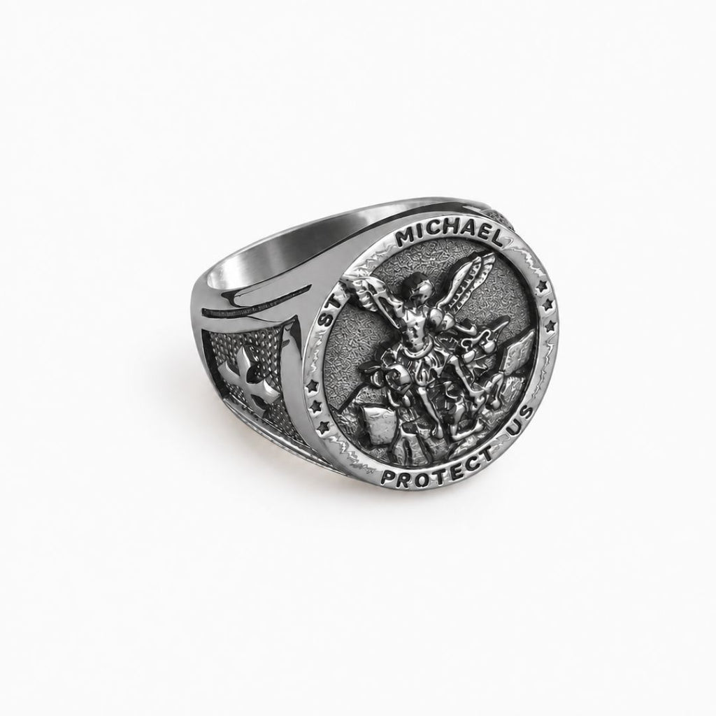 St Michael Signet Ring Silver
