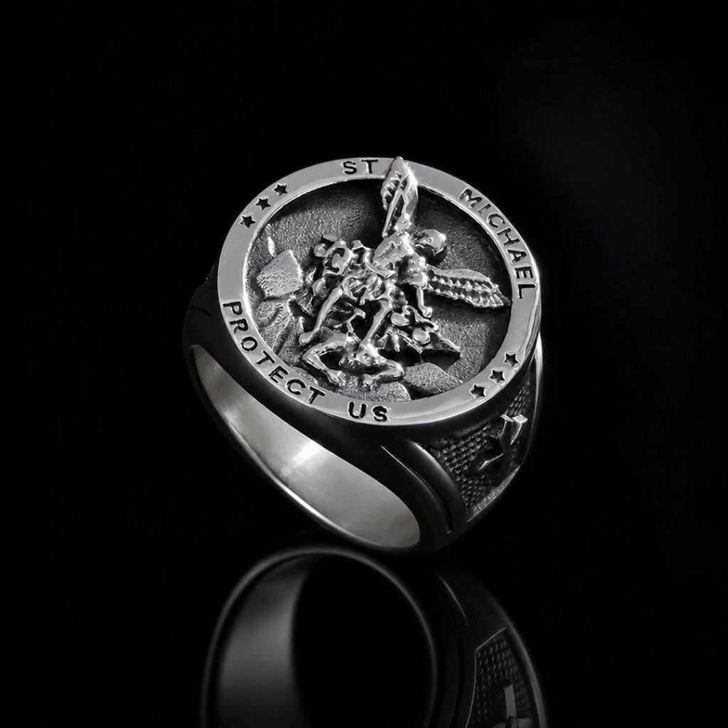 St Michael Signet Ring Silver