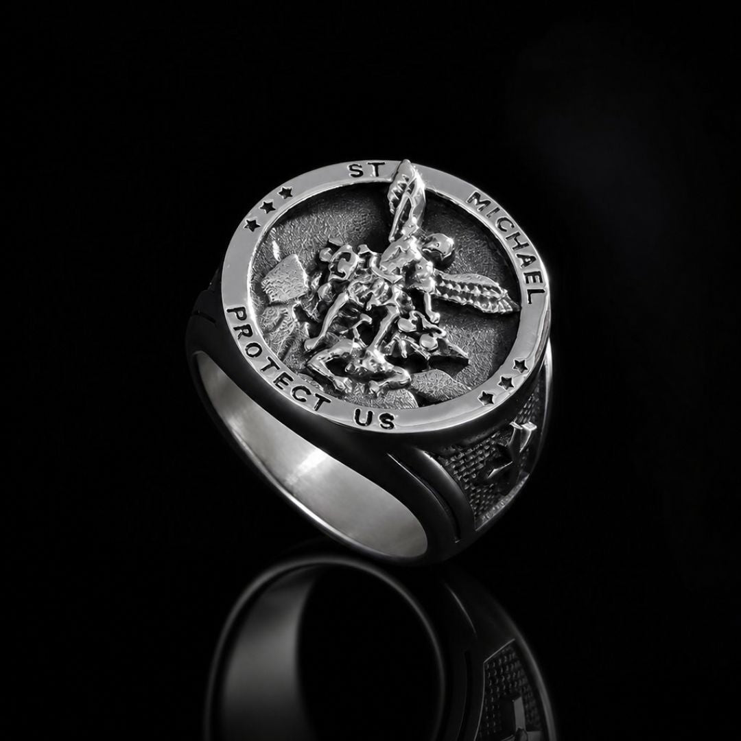 St Michael Signet Ring Silver
