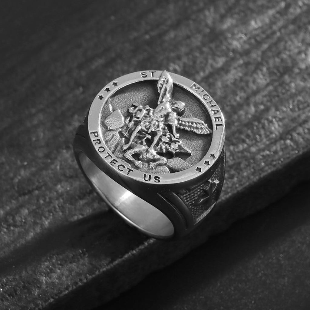 St Michael Signet Ring Silver