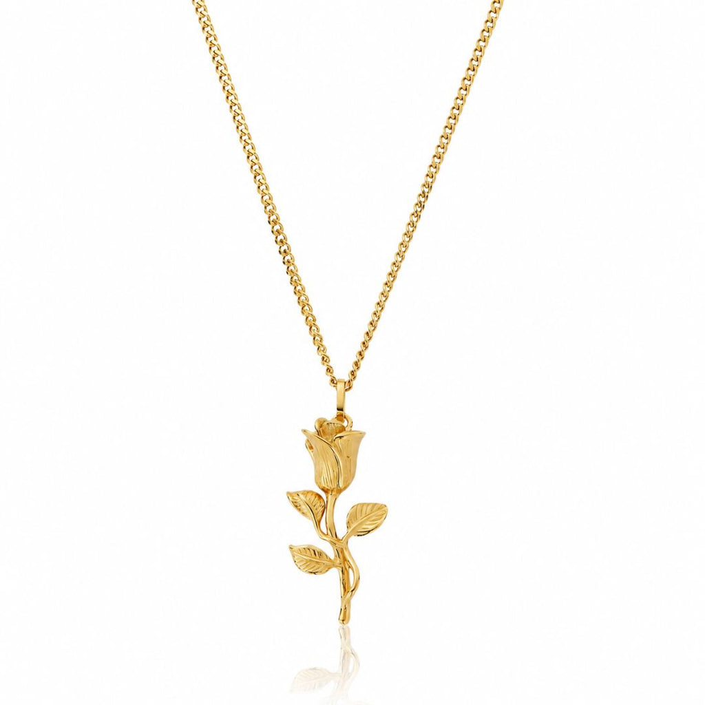 Rose Pendant with Cuban Chain Gold