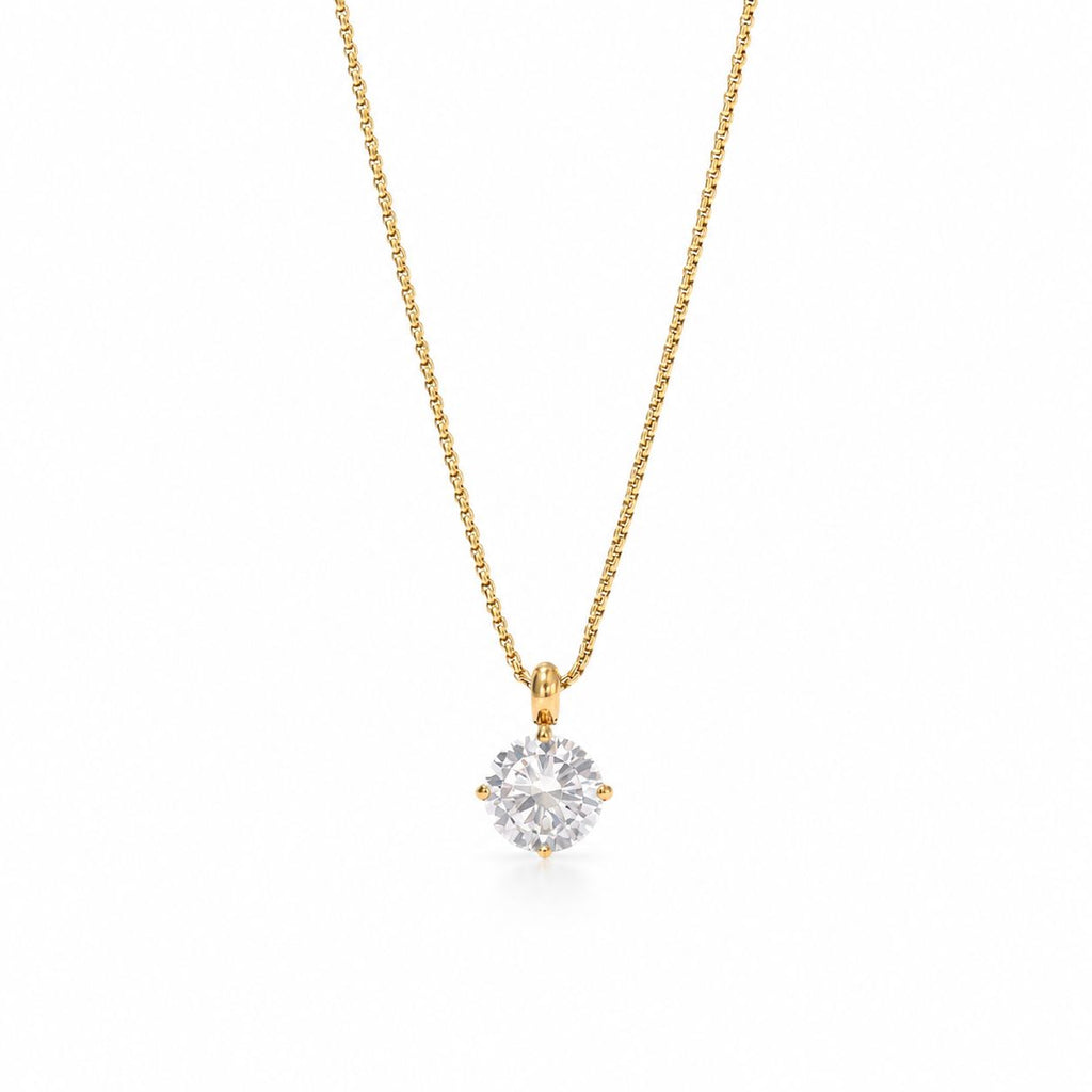 Round stone pendant necklace Gold