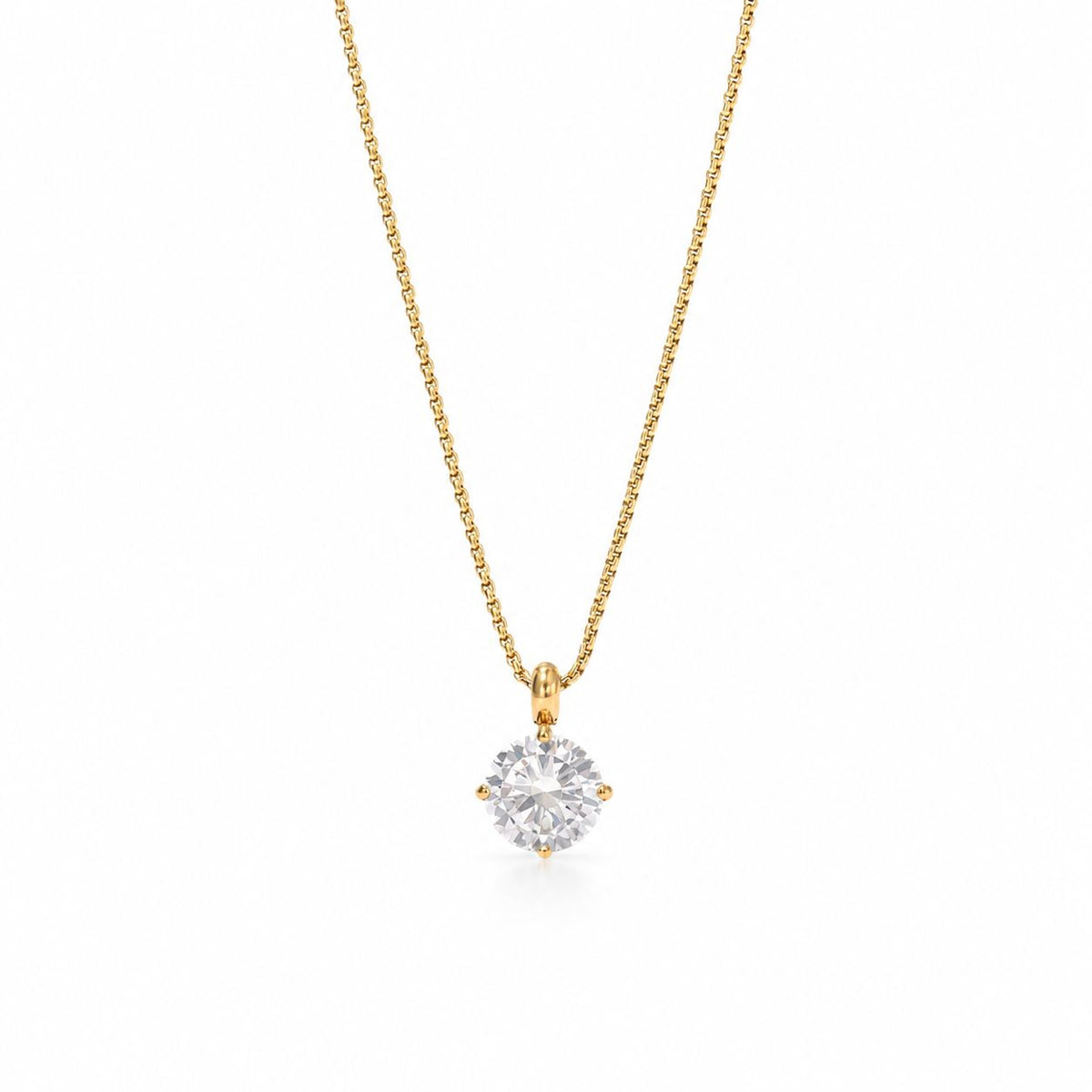 Round stone pendant necklace Gold
