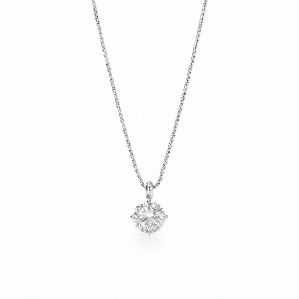 Round stone pendant necklace Silver