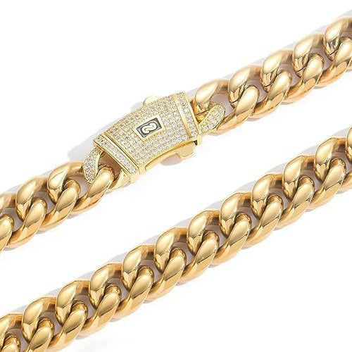 Miami Cuban Chain and Bracelet Set 8mm Gold