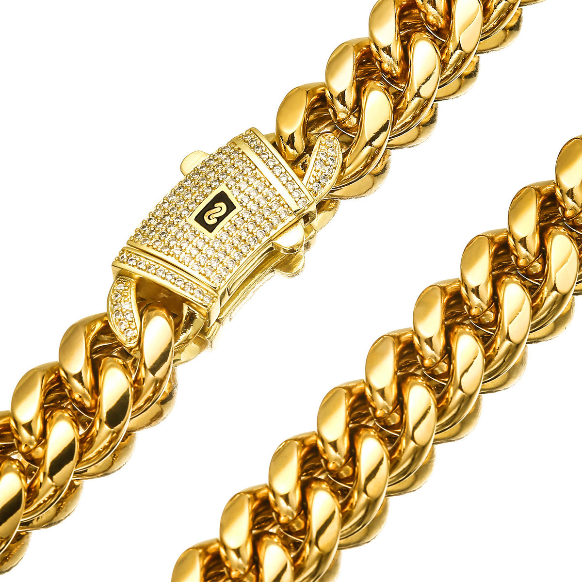 Miami Cuban Chain and Bracelet Set 14mm Gold