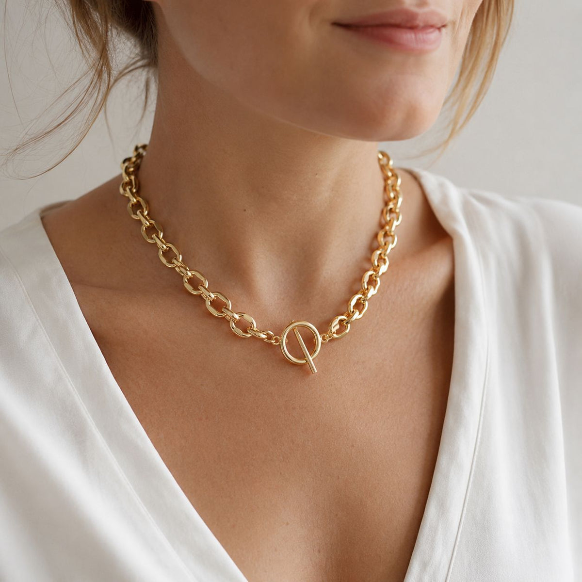T-Bar link necklace Gold