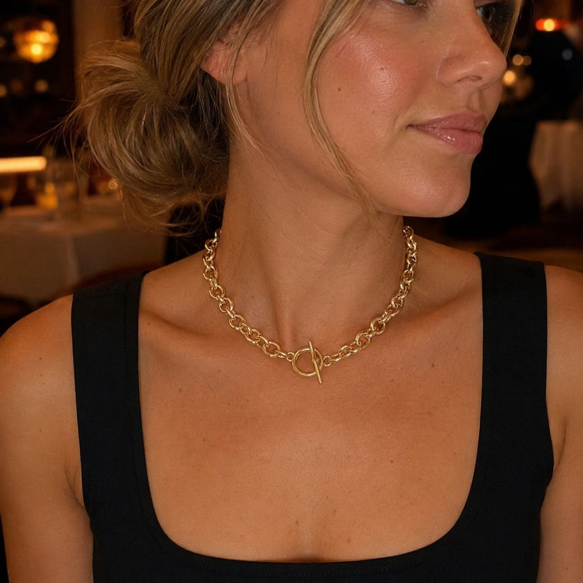 T-Bar link necklace Gold