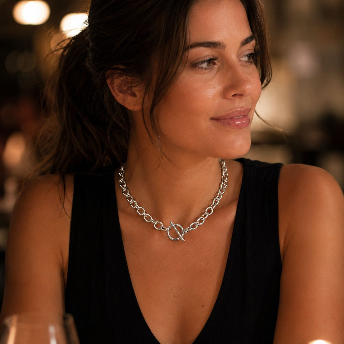 T-Bar link necklace Silver