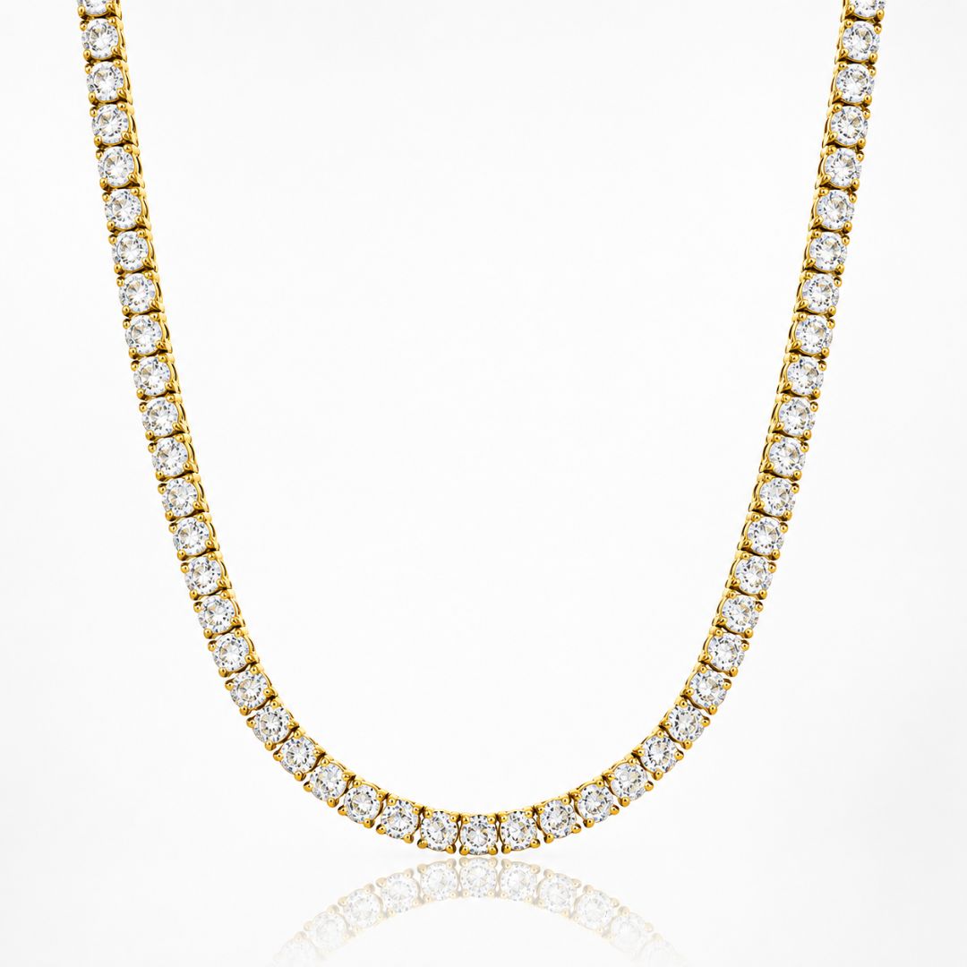 Iced tennis chain 3mm Gold