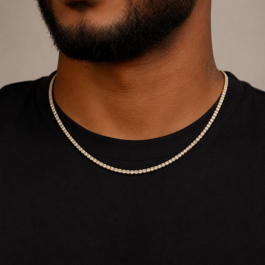 Iced tennis chain 3mm Gold