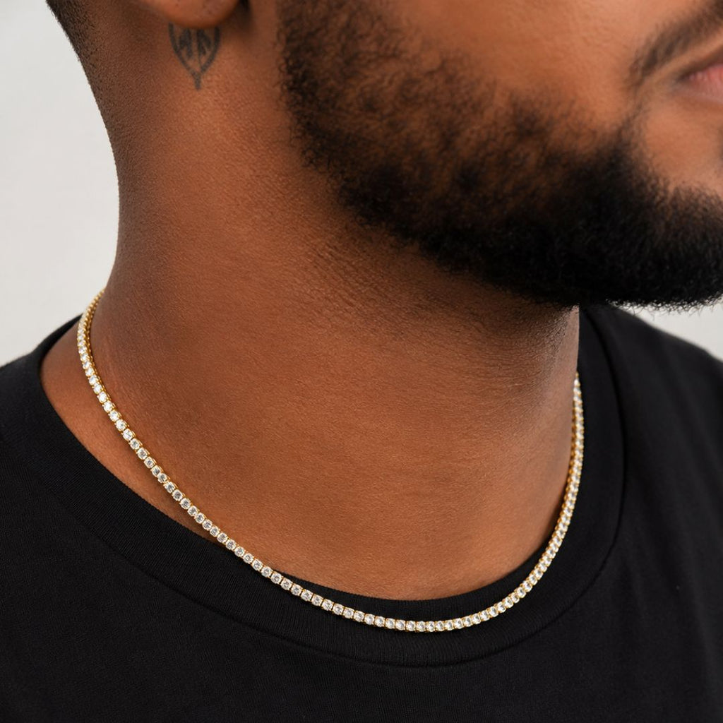 Iced tennis chain 3mm Gold