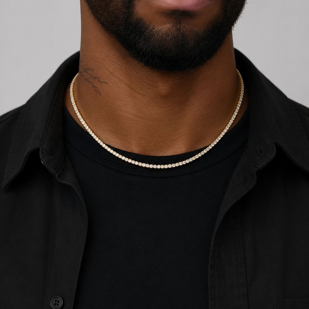Iced tennis chain 3mm Gold