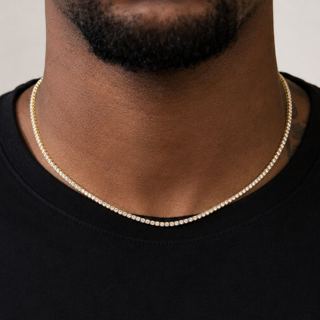 Iced tennis chain 3mm Gold