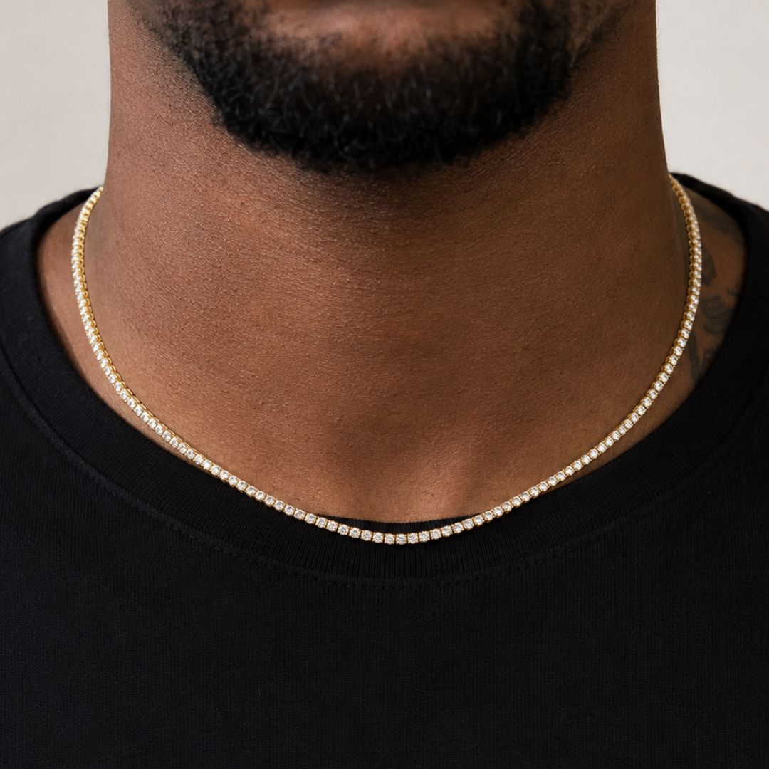 Iced tennis chain 3mm Gold