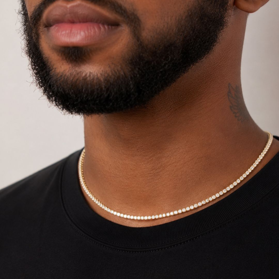 Iced tennis chain 3mm Gold