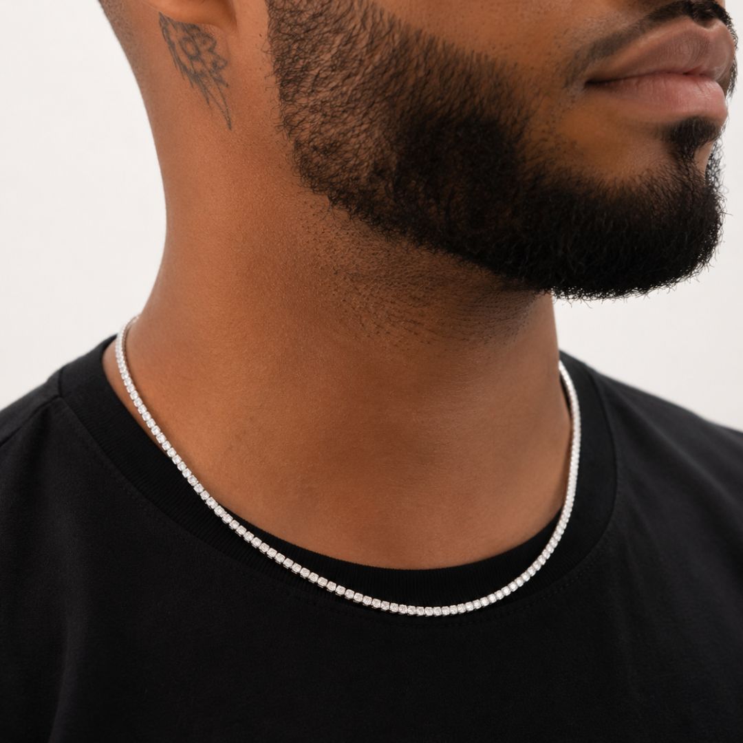 Iced tennis chain 3mm Silver