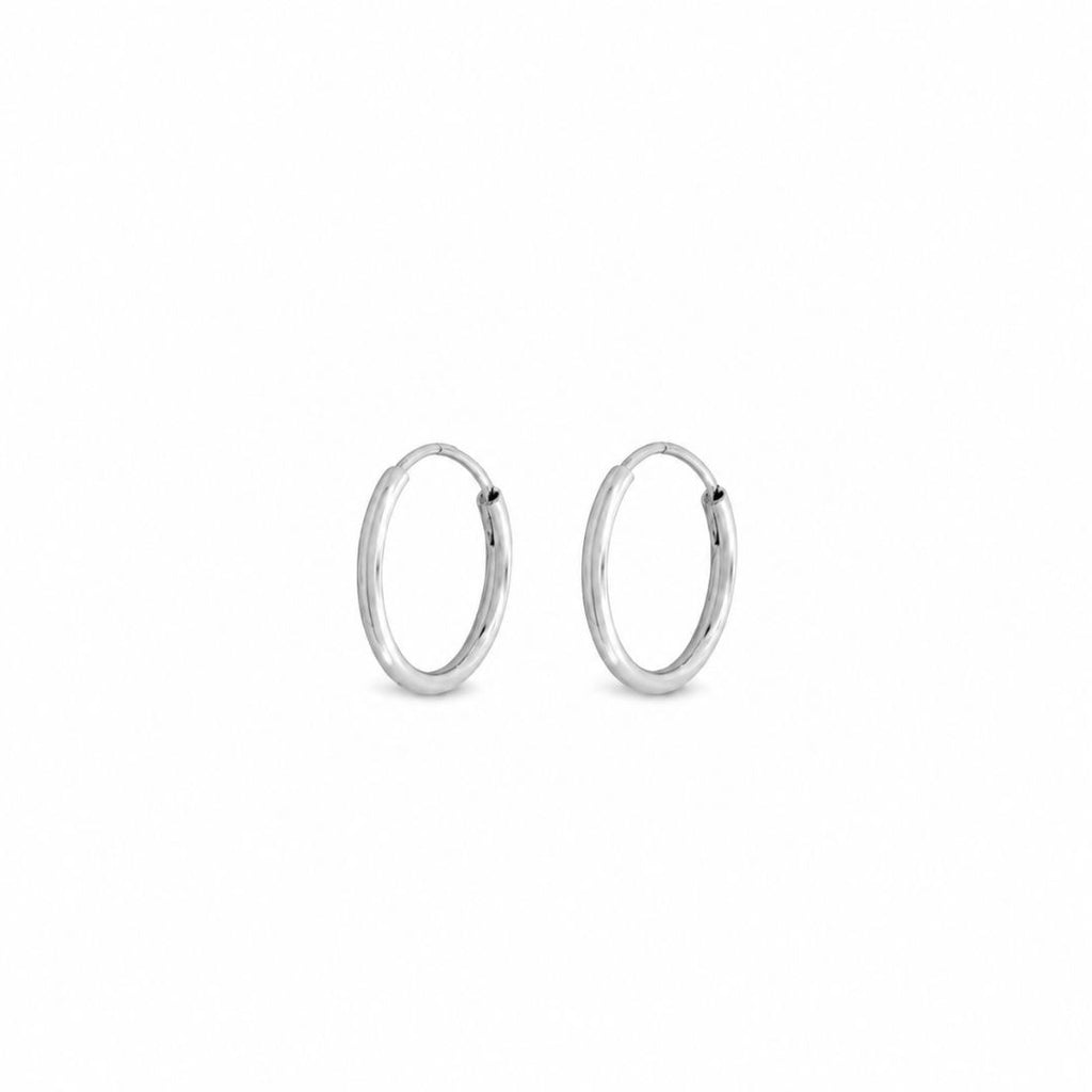 Thin Hoop Earrings 2mm Silver
