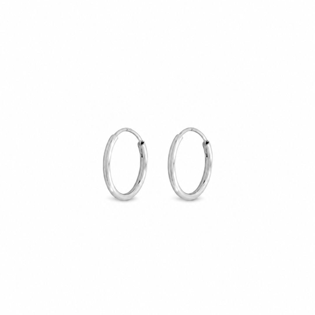 Thin Hoop Earrings 2mm Silver